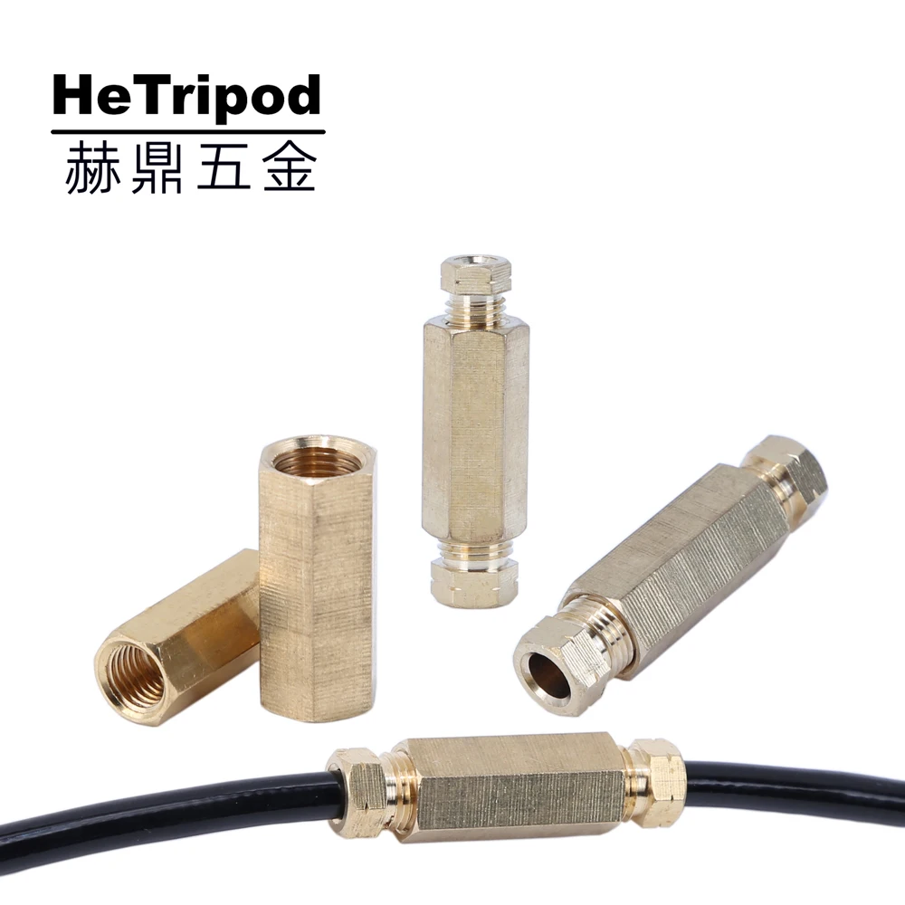 Brass internal thread two-way straight hydraulic transition joint copper pipe hose seamless specification M10 M8 4mm 6mm