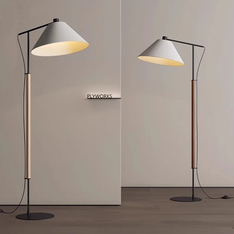 New Chinese modern minimalist creative linen log retro floor lamp living room bedroom bedside sofa floor lamp