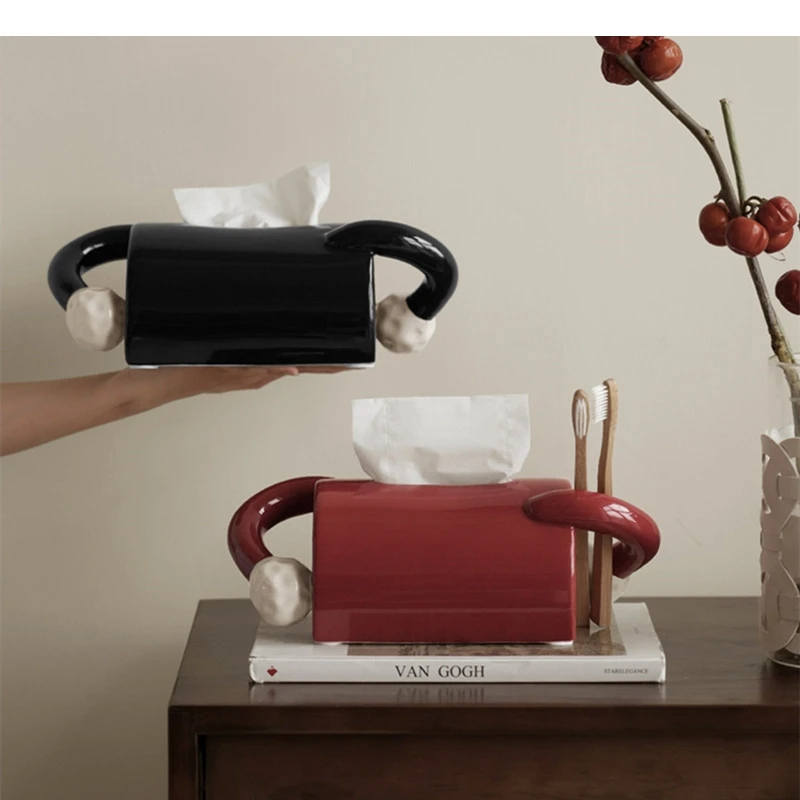 

Abstract Ceramic Tissue Box Desktop Storage Kitchen Napkin Holder Modern Style Home Decoration Accessories