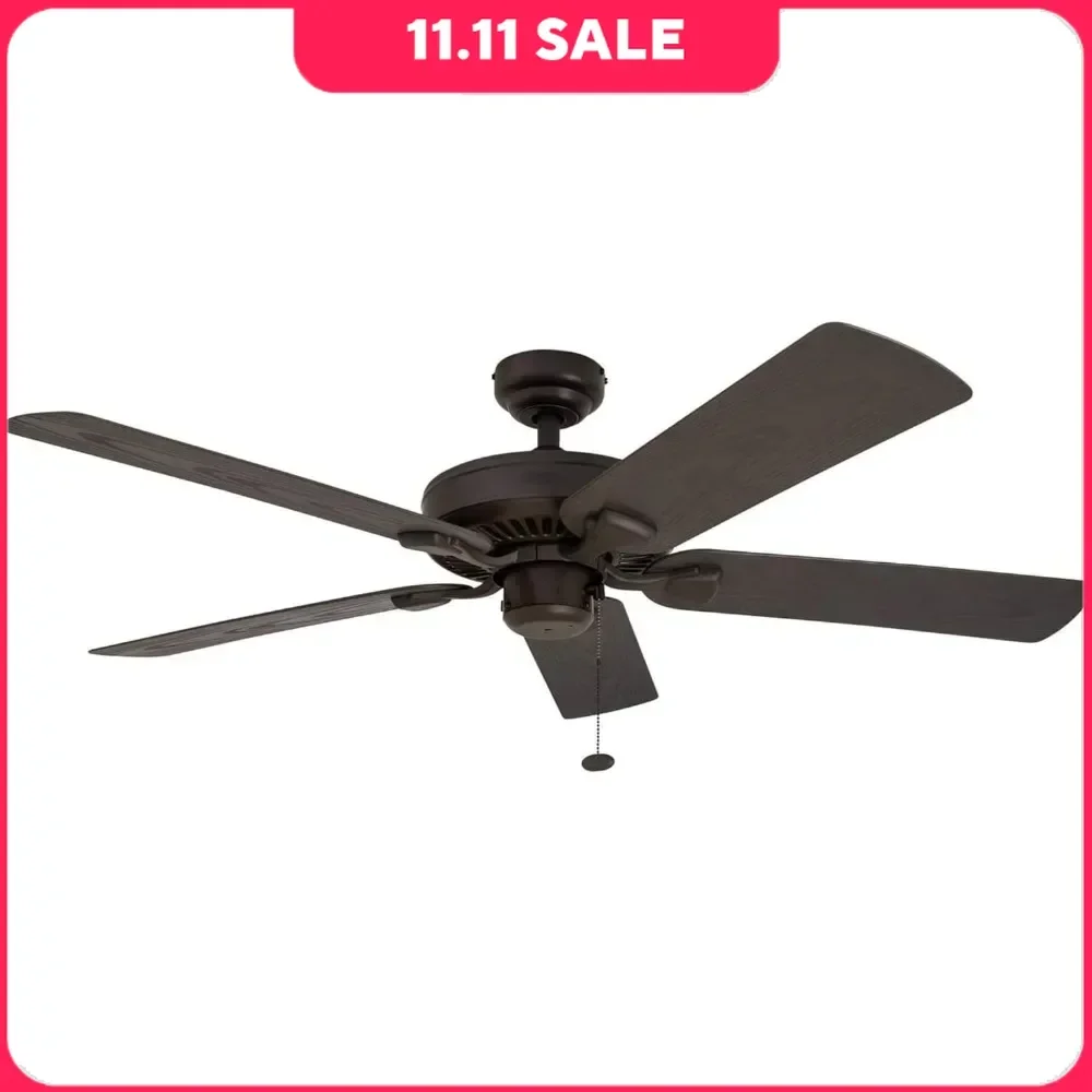 Ceiling Fans with No Lights, Pull Chain, Three Mounting Options and ETL Damp Rated, 52 Inch Ceiling Fans