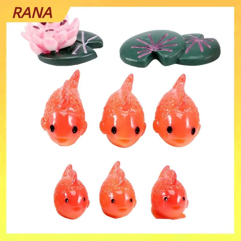 RANA 8Pc/Lot Red Fish Miniature Figures Decorative Mini Fairy Garden Animals Moss Micro-Landscape Ornaments Resin Baby Toy