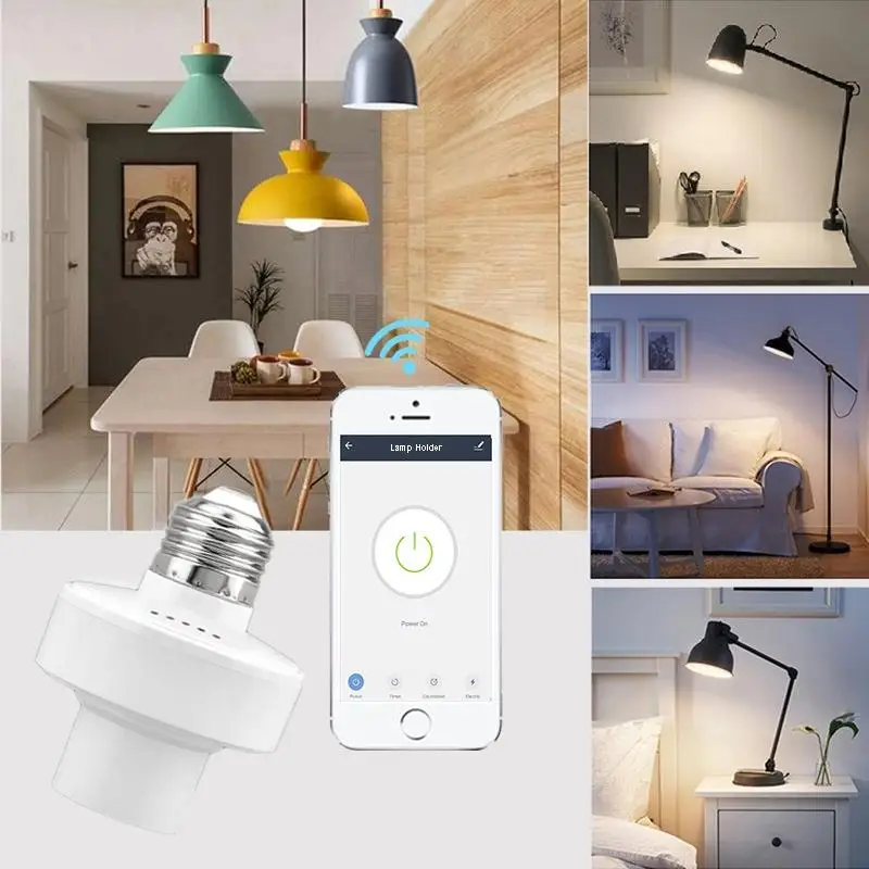 WiFi Smart Light Bulb Adapter Lamp Holder Base AC Smart Life/Tuya Wireless Voice Control with Alexa Google Home E27 E26 65-265V