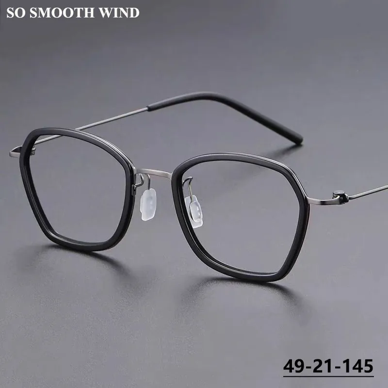 

Designer Glasses Retro Irregular Square Frame Men Women Ultralight Spectacles Screwless Titanium Eyeglasses Makeup Eyewear L9851