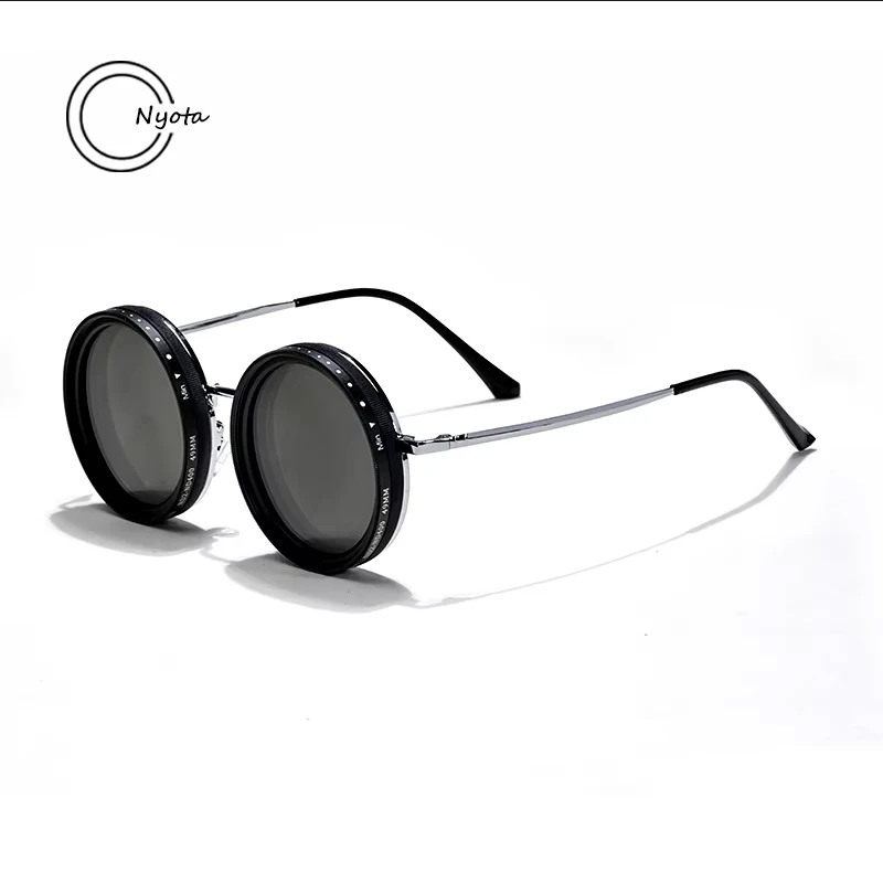 Fashion Personality Telescope small round frame rotating color changing sunglasses For Women And Men UV400 Outdoor SUN GLASSES