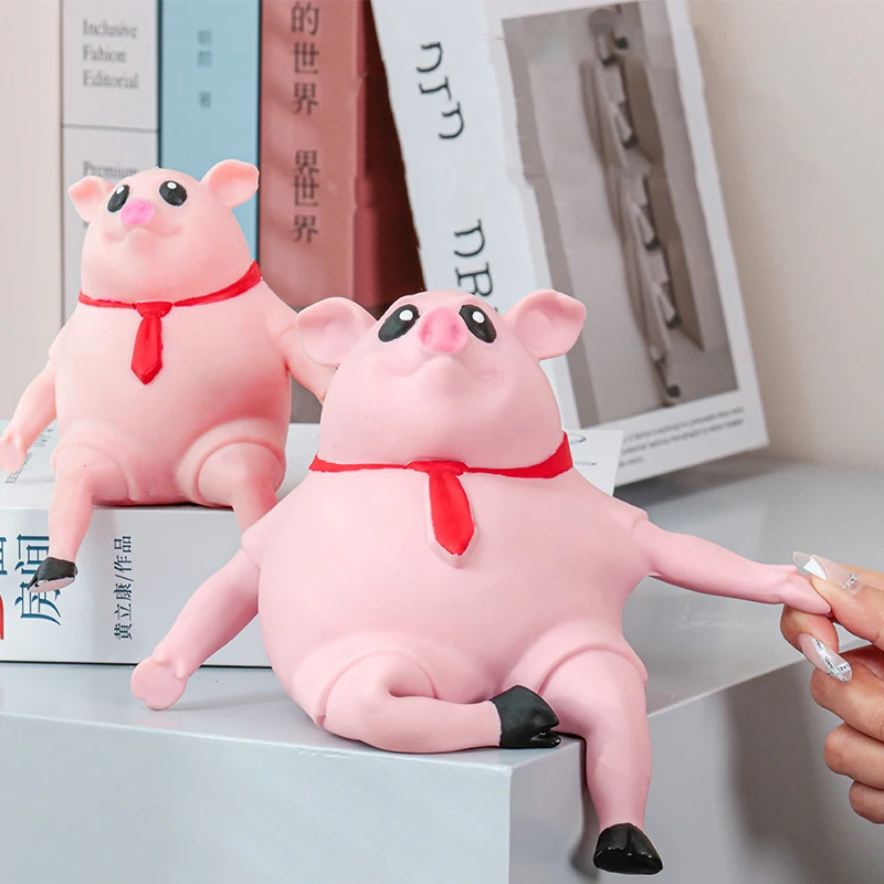 Piggy DecompressionToy Pet Squeezing Pink Pig Stress Relief Toy Soft Pig Shape Relaxing Toys For Classroom Sensory Room Party