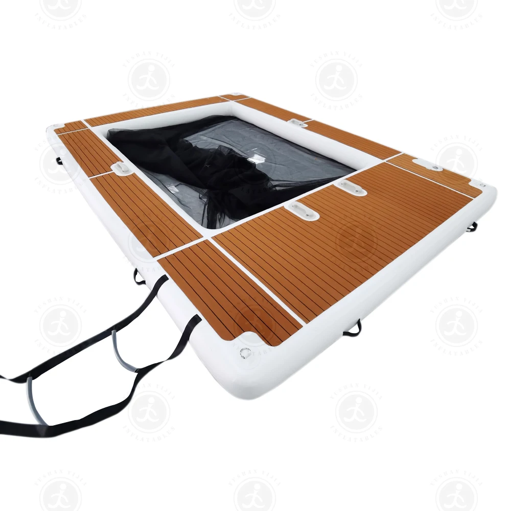 

Inflatable Sea Pool Island With Net Eva Drop Stitch Inflatable Floating Dock Swim Platformpromote sales