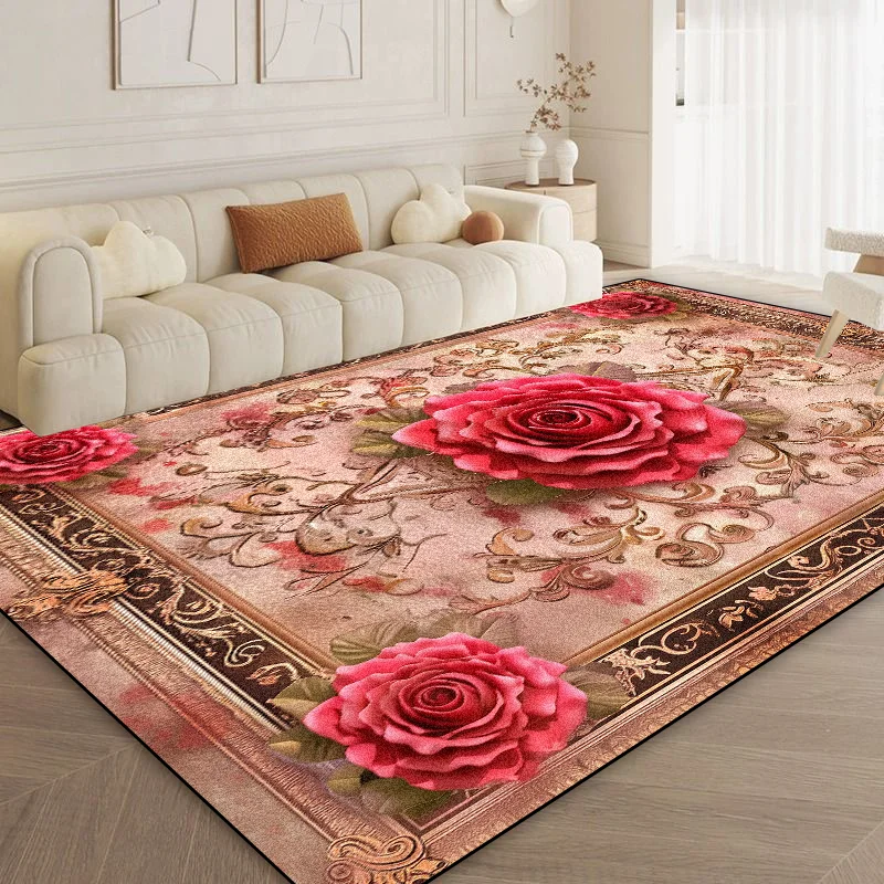 Light Luxury Home Decoration Carpets Living Room Flower Pattern Carpet Modern Hall Sofa Area Rugs Bedroom Bedside Soft Foot Mats