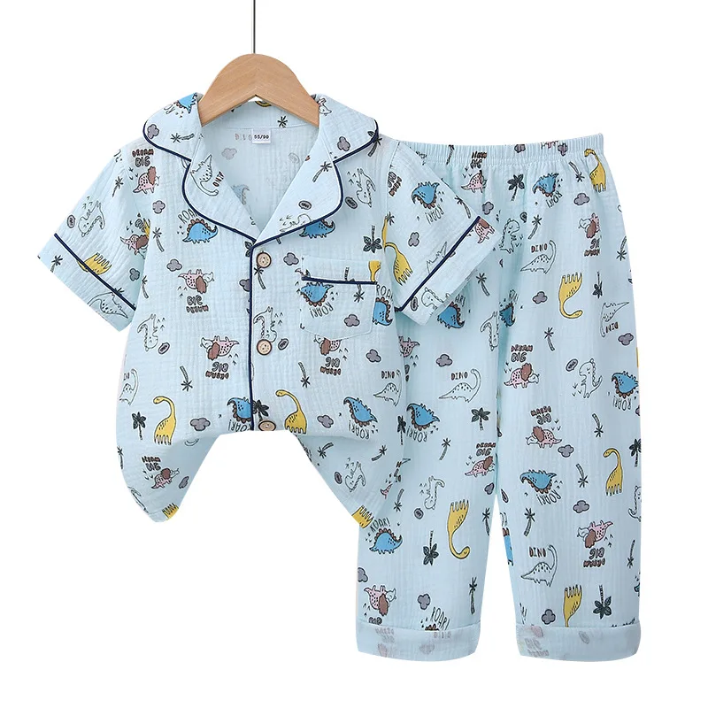 

Boys Girls Homewear Set Clothes Pajamas Baby Mulsin Cotton Outfit Kids Suit Shirt Tops+Pants 2PC 2-12 Years