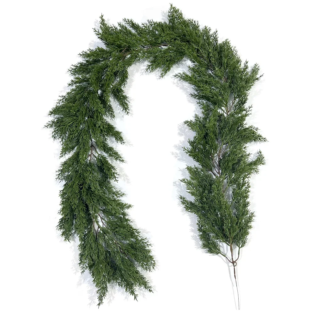 

190CM Artificial Plants Christmas Norfolk Pine Dense Garland Wreath Artificial Greenery Garland for Xmas Fireplace Home Decor