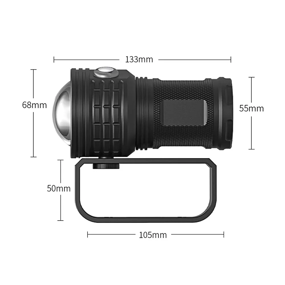 Multi-functional 3-color diving flashlight 80m underwater photography LED light IPX8 COB flashlight