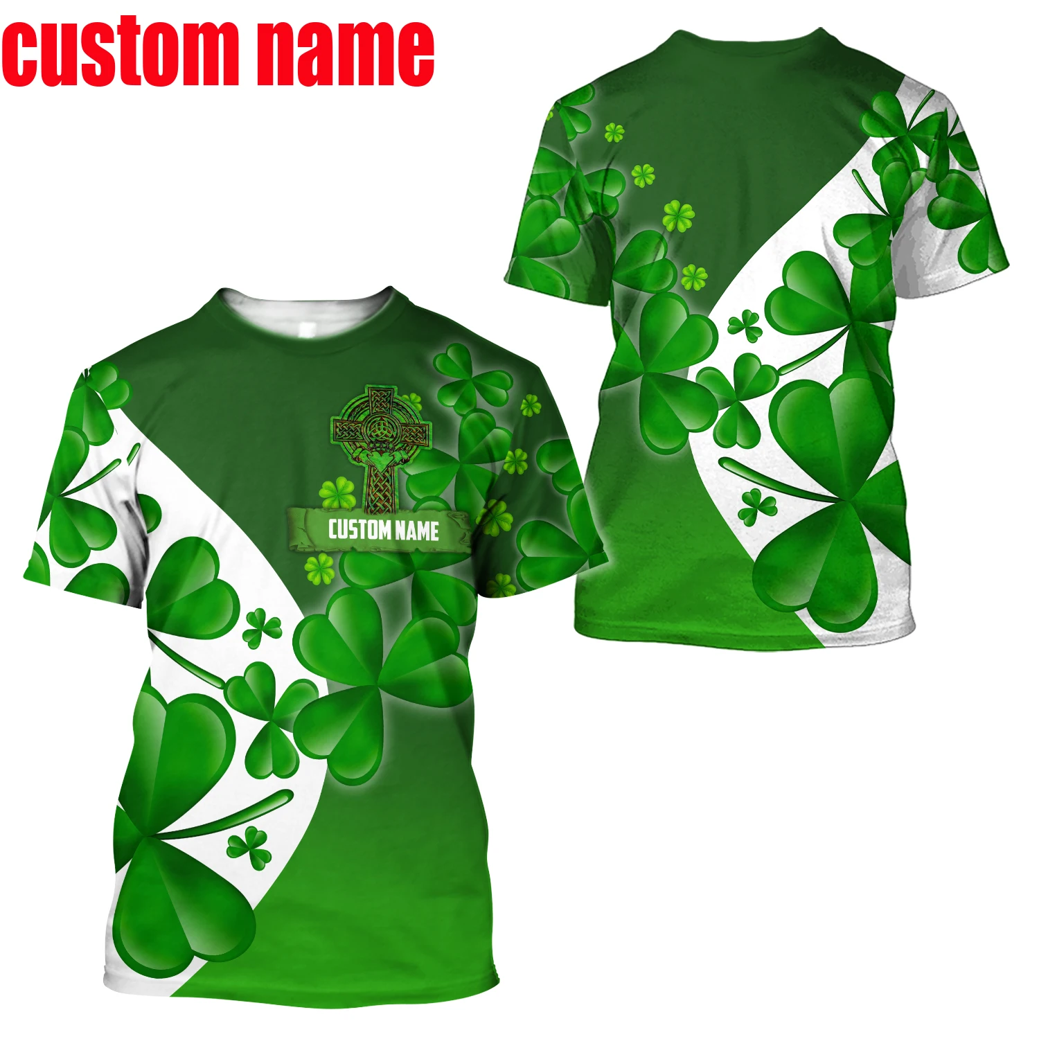 2023 Summer New Printed Irish Celtic Men\'s and Women\'s T-shirt, Custom Name Short Sleeve Unisex Shirt, Harajuku Large Casual Sty