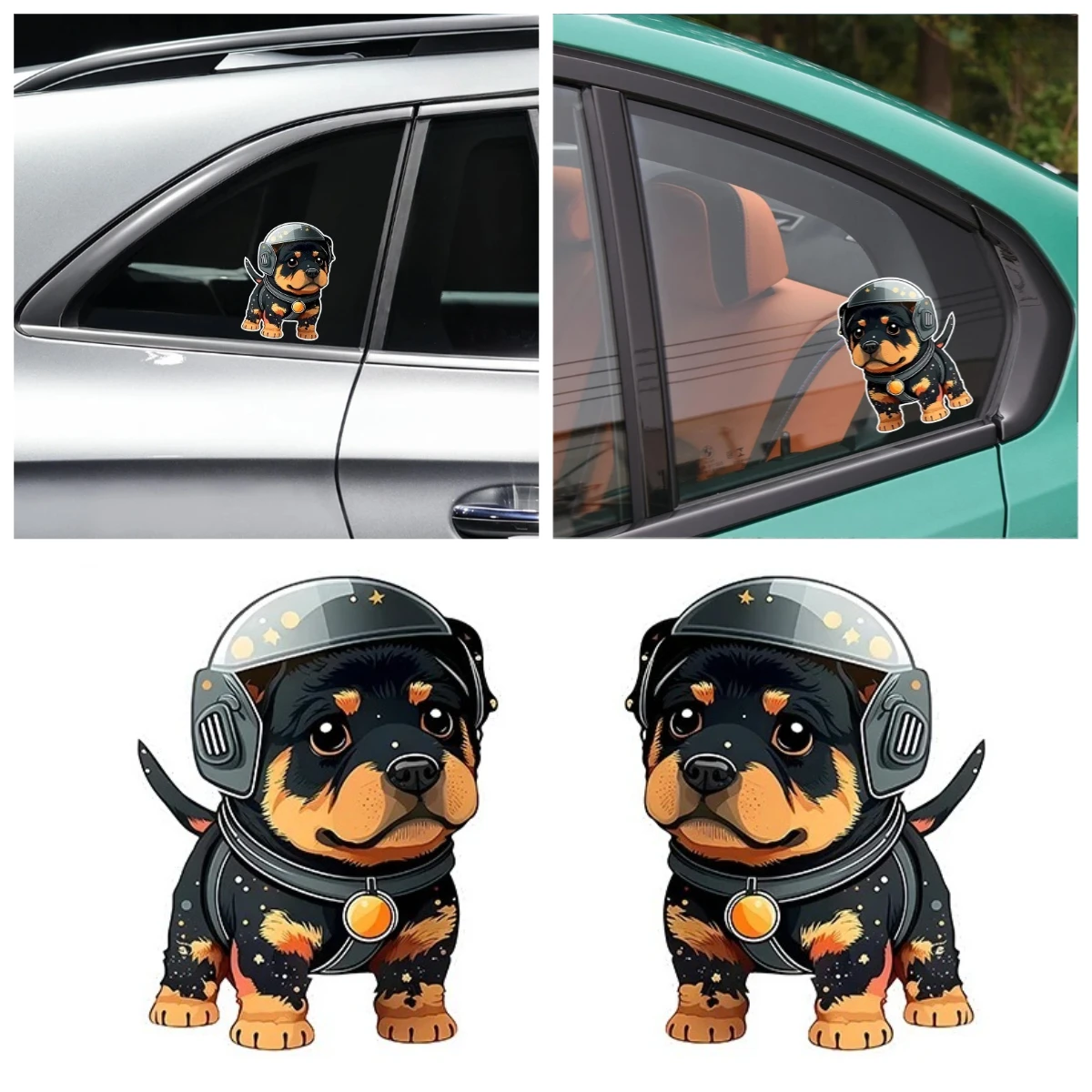 

Rottweiler with Helmet Car Sticker Vinyl Decal Waterproof for Car Window Bumper Motorcycle Tank Automotive Exterior Decor