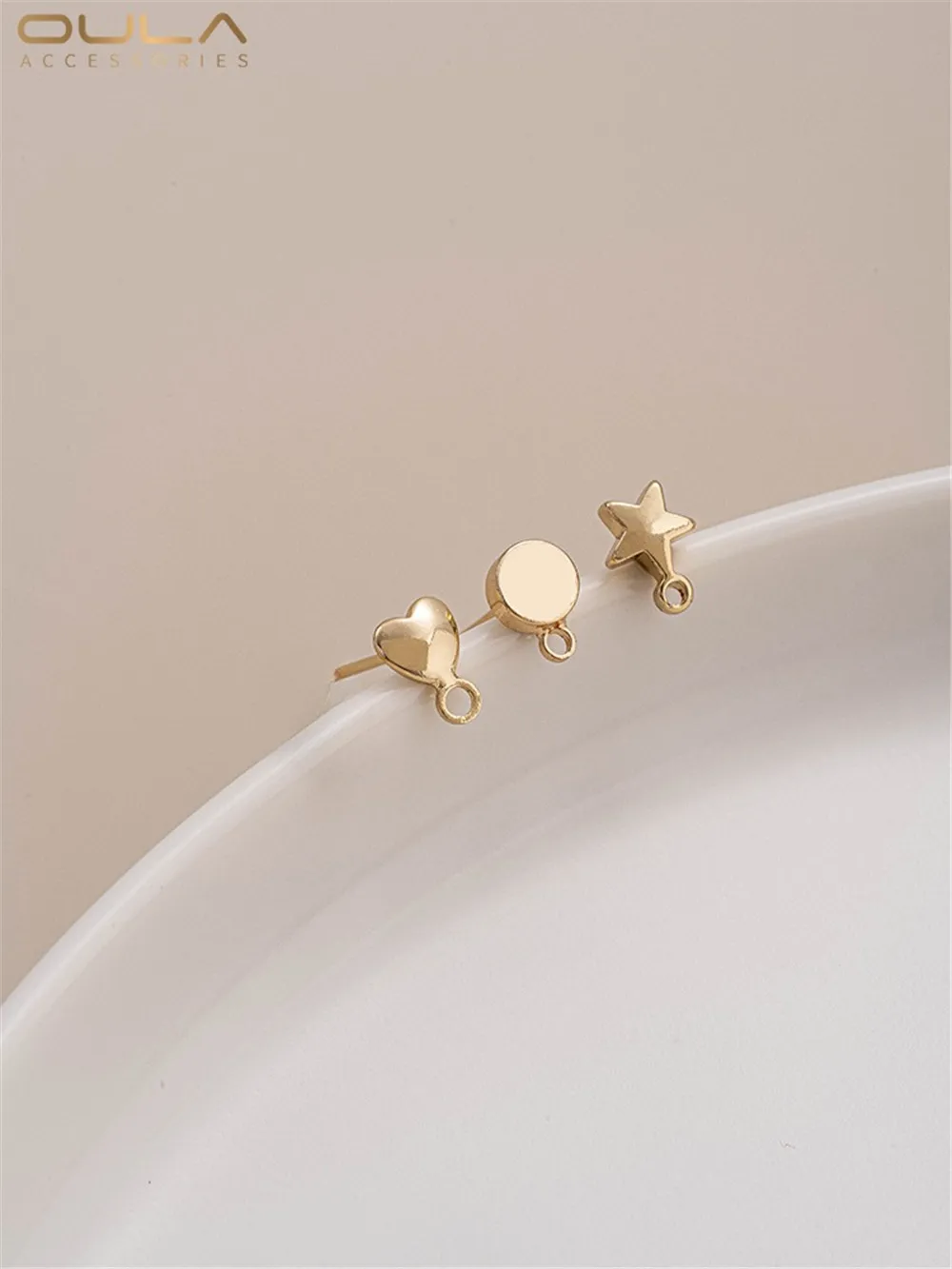

14K Gold-Color Plated Heart Star with Lifting Earrings S925 Silver Needle Diy Earrings Accessories