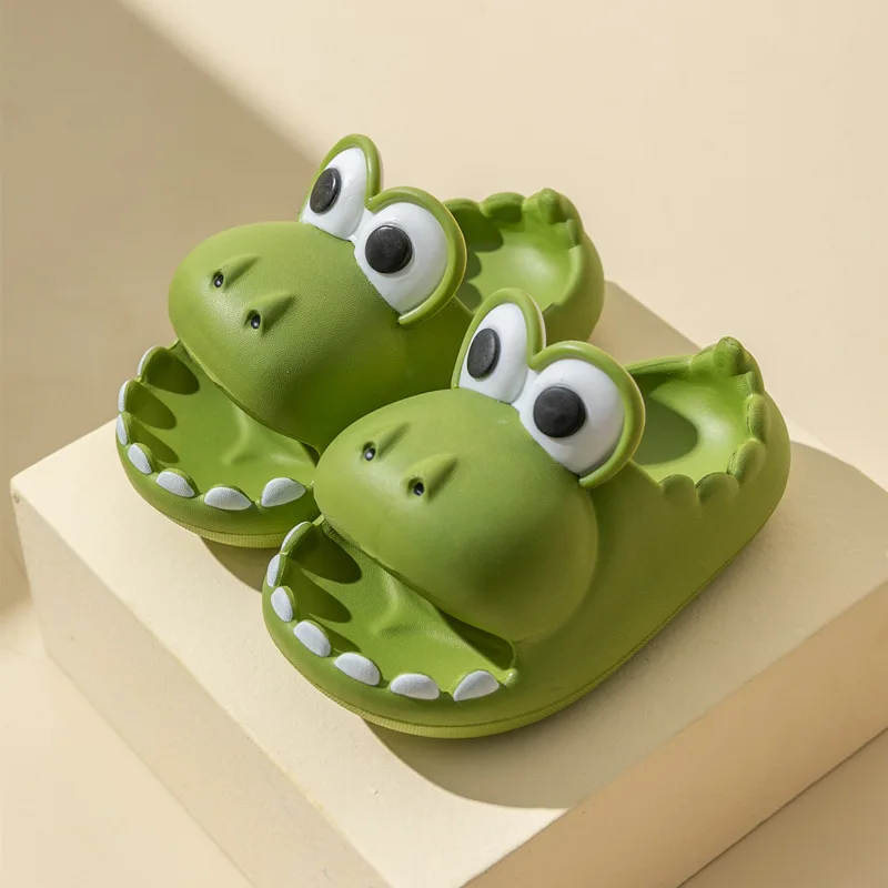 Cute Cartoon Dinosaur Slippers Kids Flip Flop Household Bathroom Beach Non-slip Wading Shoes Children Girls Boys Summer Sandal