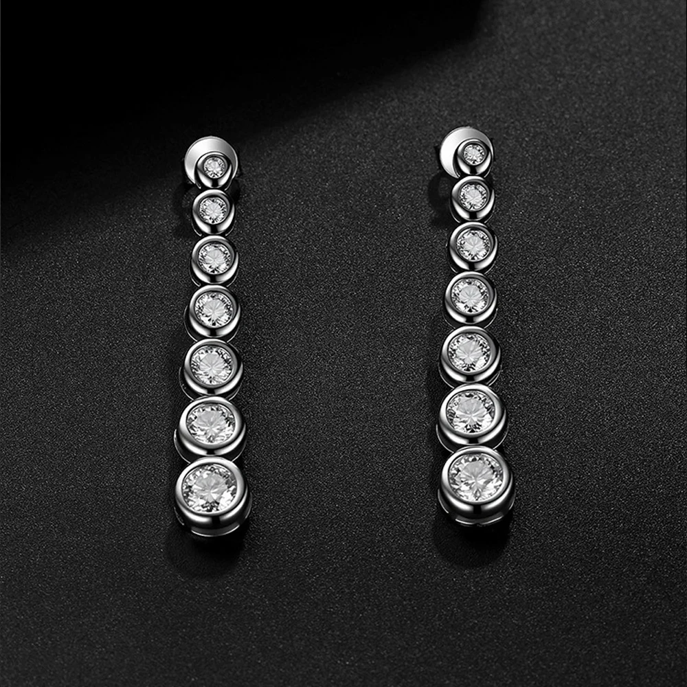 QIBAOKU D VVS1 Moissanite Pandent Earrings for Women Wedding Jewely with GRA s925 Sliver Plated 18k  Gold Bezel Earring 2026