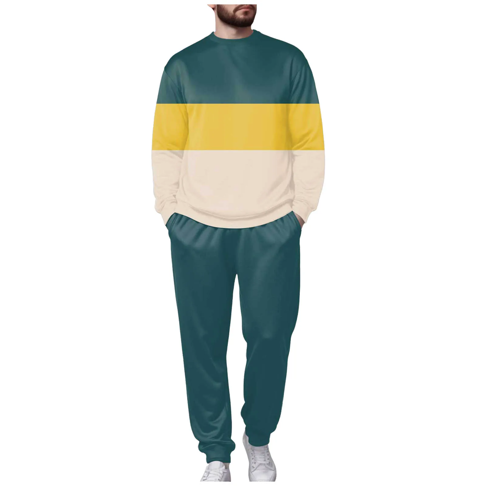 

Short Suits for Men Men's h Round Neck Sweatshirt And Sweatpants Set Simple Casual Sports Suit 36l Suit