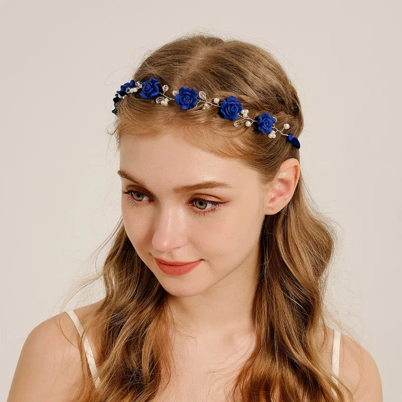 

Soft Ceramic Rose Hairband Headdress Hand-woven Bridal Headwear
