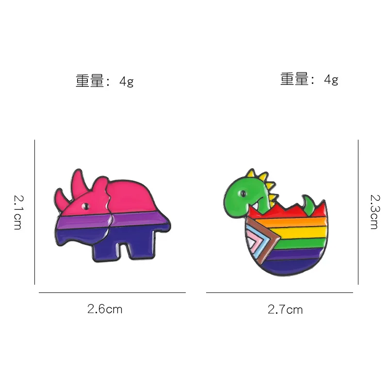 Cute Folding Rainbow Dinosaur Enamel Pins Chibi Triceratops Brooches Lapel Badges Cartoon Animal Jewelry Gifts for Best Friends