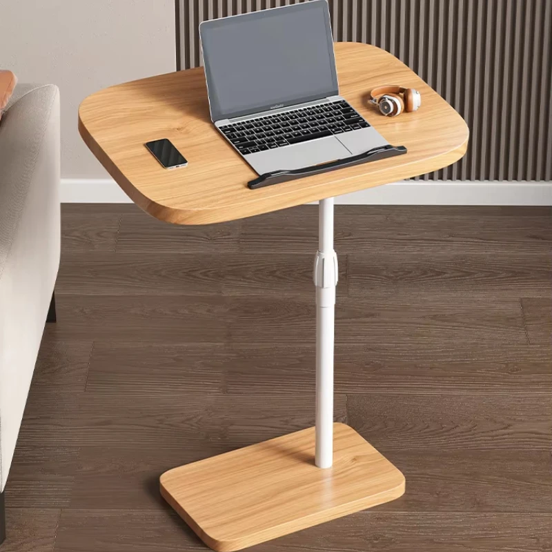 Height Adjustable Bedside Table Multi-Functional Sofa Desk Rolling Metal Frame Tray for Bedroom Balcony or Compact Living Room