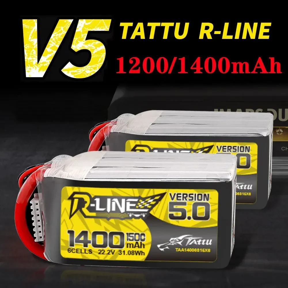 Tattu R-Line Version 5.0 V5 1200/1400mAh 1480mAh  150C 6S 22.2V Lipo Battery XT60 Plug FPV Racing Drone RC Quadcopter