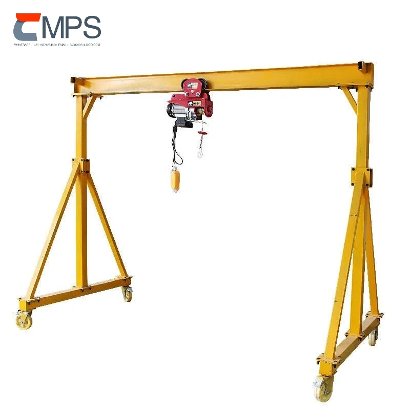 Portable Mobile Gantry Cranes Height Adjustable Manual Adjust for Workshop Factory Use Electric Hoist Lifting