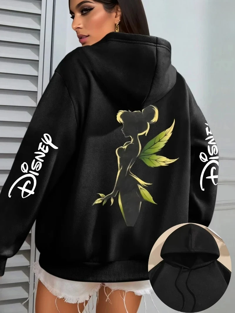 

2026 Модная толстовка с графическим принтом Disney Tinker Bell для мужчин и женщин, теплая хлопковая толстовка для активного отдыха, свободная повседневная куртка унисекс