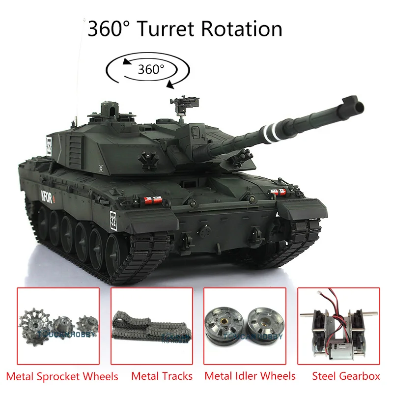 Henglong 1/16 Scale 7.0 RC Tank Upgrade FPV Challenger II 3908 Radio Control Tanks Model 360° Turret Rotation RC Toy TH17740