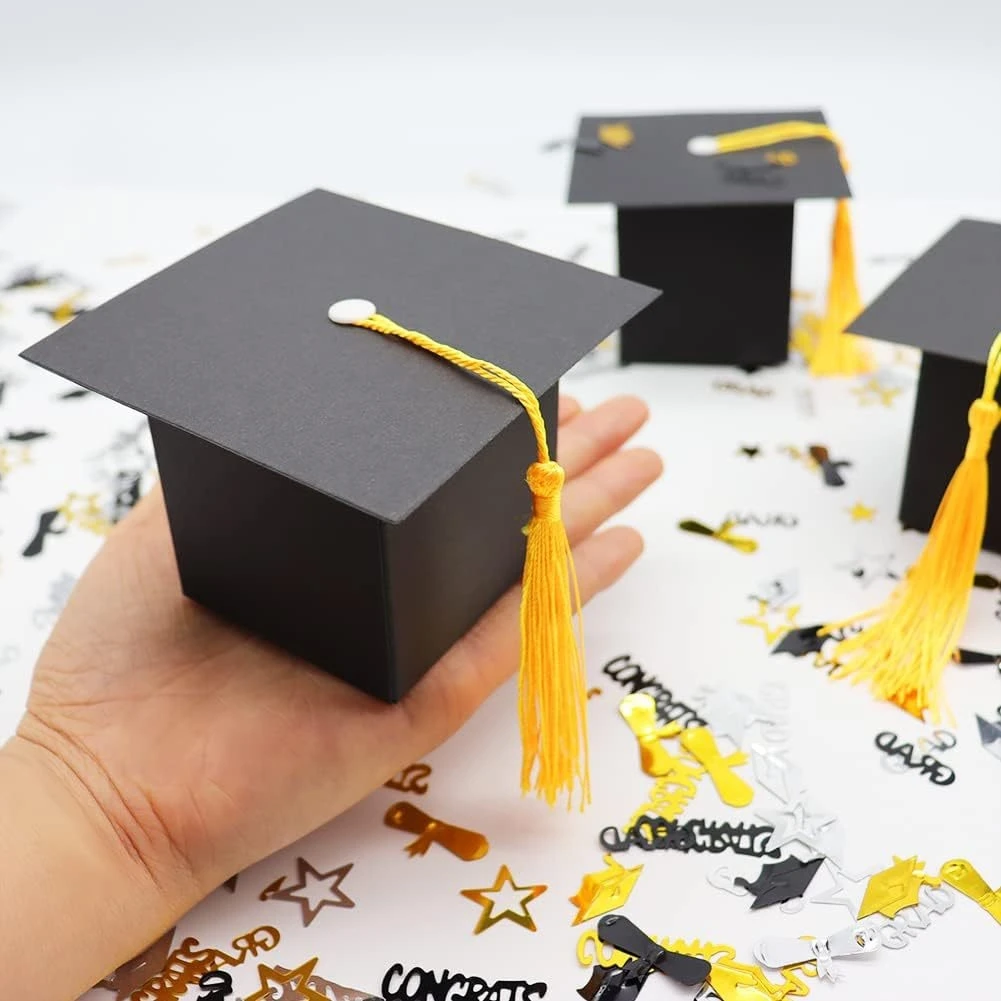 Suministros de celebración temática de graduación, caja de dulces a granel 2025, 5 piezas, embalaje de regalo para decoración de fiesta, felicitaciones