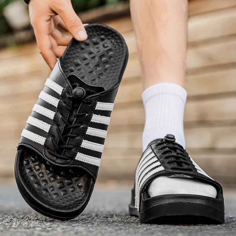 

Summer Men's Sandals Flat Sole Shoe Good Quality Quick Dry Man Shoes Fashion Breathable Male Beach Footwear Outdoor Slippers EVA