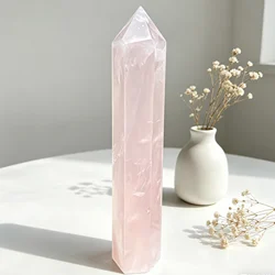1Pc 15.5CM  6Inch Natural Crystal Tower  ,Crystal Rose Quartz Point , Natural Pink Crystal, Rose Quartz Crystal Hexagonal Prism