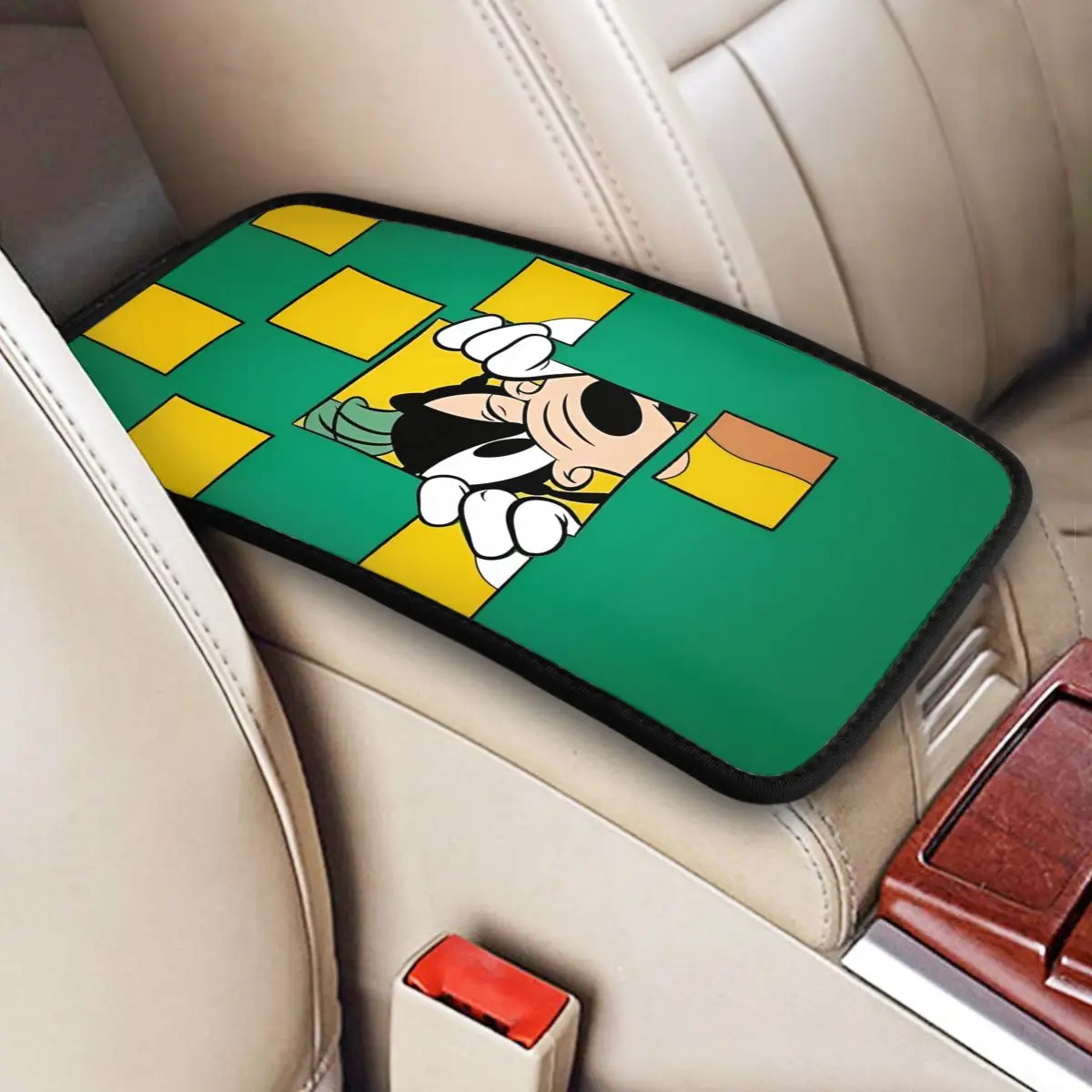 

Goofy Dog Car Center Console Cushion Pad Car Armrest Seat Box Cover Protector for Car Decor Accessorie Universal Waterproof