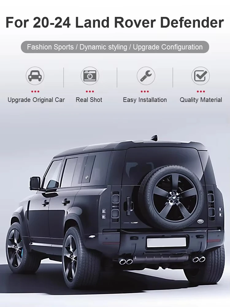 For 2020+ Land Rover Defender L663 P400 90 2.0T 110 3.0T Muffler Tip Chrome Silver Round Nozzle Four-outlet Tail Pipe OEM