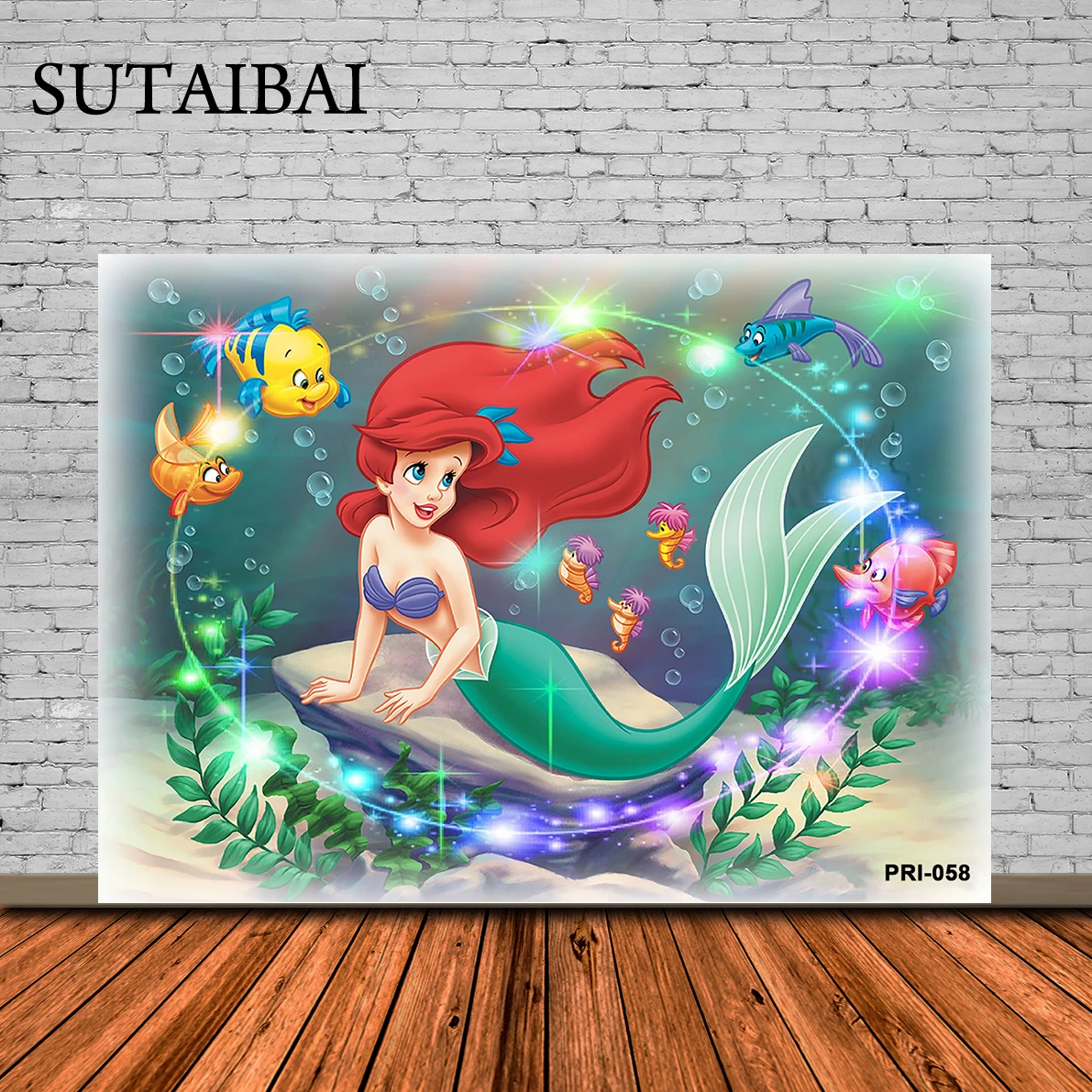 

Little Mermaid Princess Backdrops Photography Baby Girl Birthday Glitters Mermaid Tail Photocall Seabed Shell Photo Background