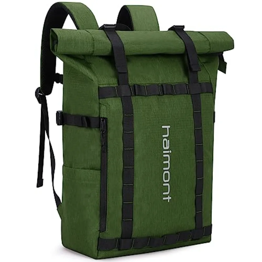 

Rolltop Backpack Commuter Carry on Backpack for Women Men Water-Resistant Daypack with Multiple Pockets, 20L