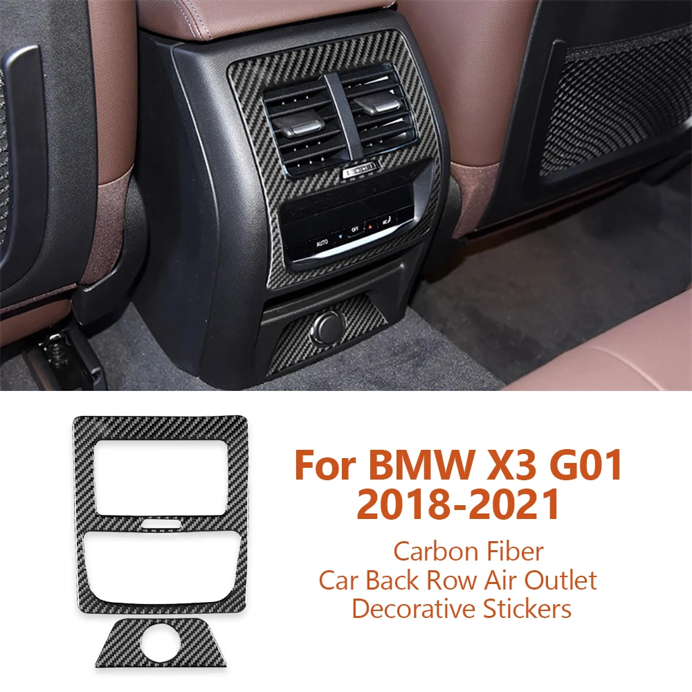 

For BMW X3 X4 G01 G02 G08 2018-2021 Car-styling Carbon Fiber Car Back Row Air Outlet Decorative Stickers Inter Auto Accessories