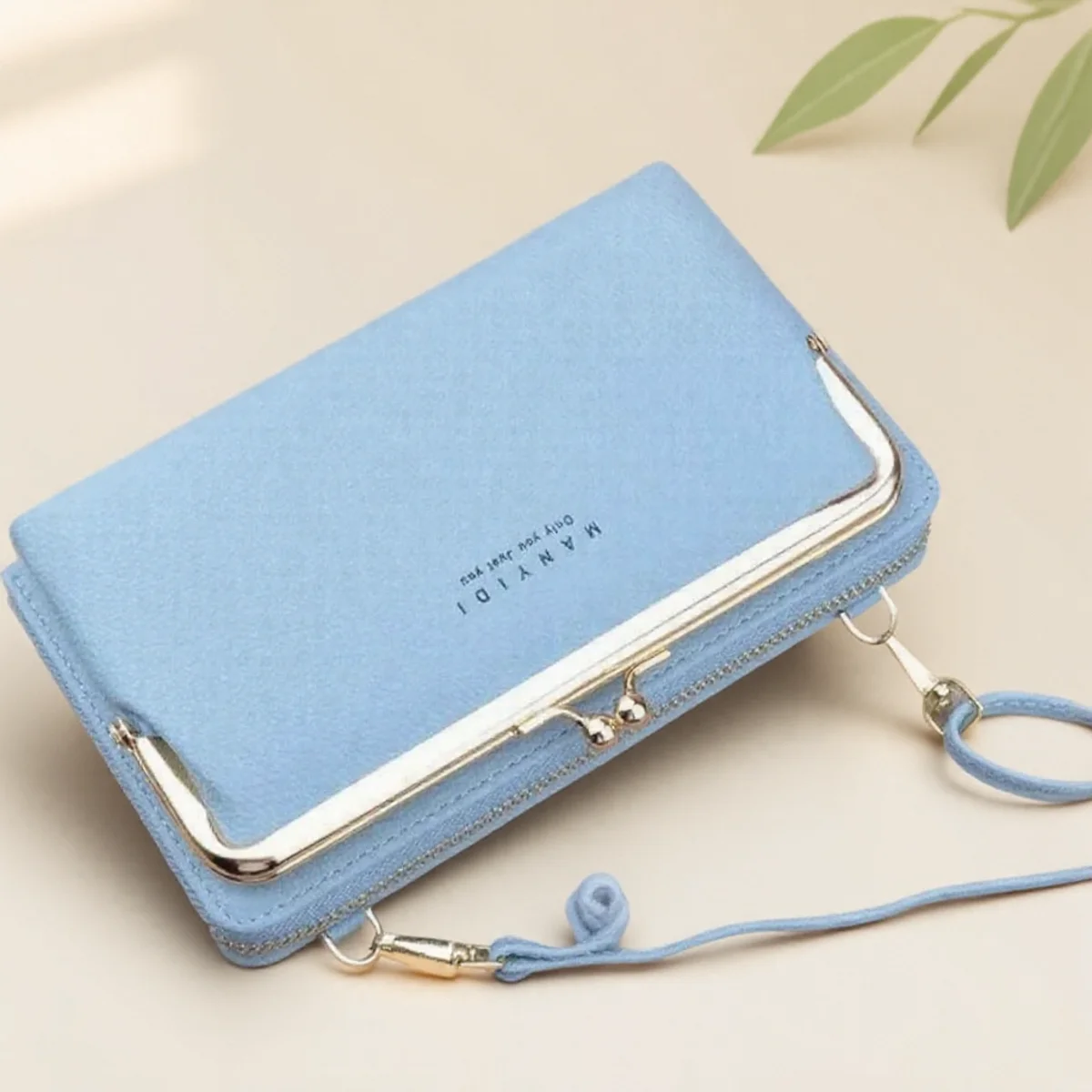

New Ladies Double Layer Mobile Wallet Casual Leather Shoulder Bag Crossbody Clutch Handbag for Travel and Daily Use
