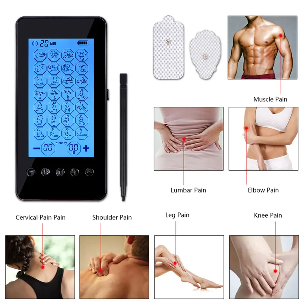 28 Modes TENS EMS Physiotherapy Massager Rechargeable Pain Relieve Full Body Massager Touch Screen Multifunction Massage Machine