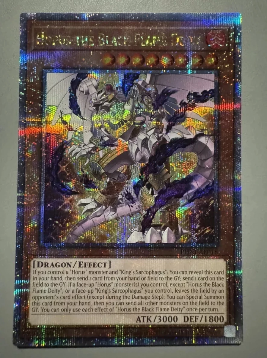 Yugioh-KONAMI PHNI-AE018 Horus, the Black Flame Deity, 25, cuarto de siglo, secreto raro, Colección asiática en inglés, tarjeta de menta