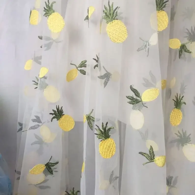 Exquisite pineapple embroidery lace fabric pineapple tulle lace fabric For Wedding Gown, Bridal Dress, Summer Dress,