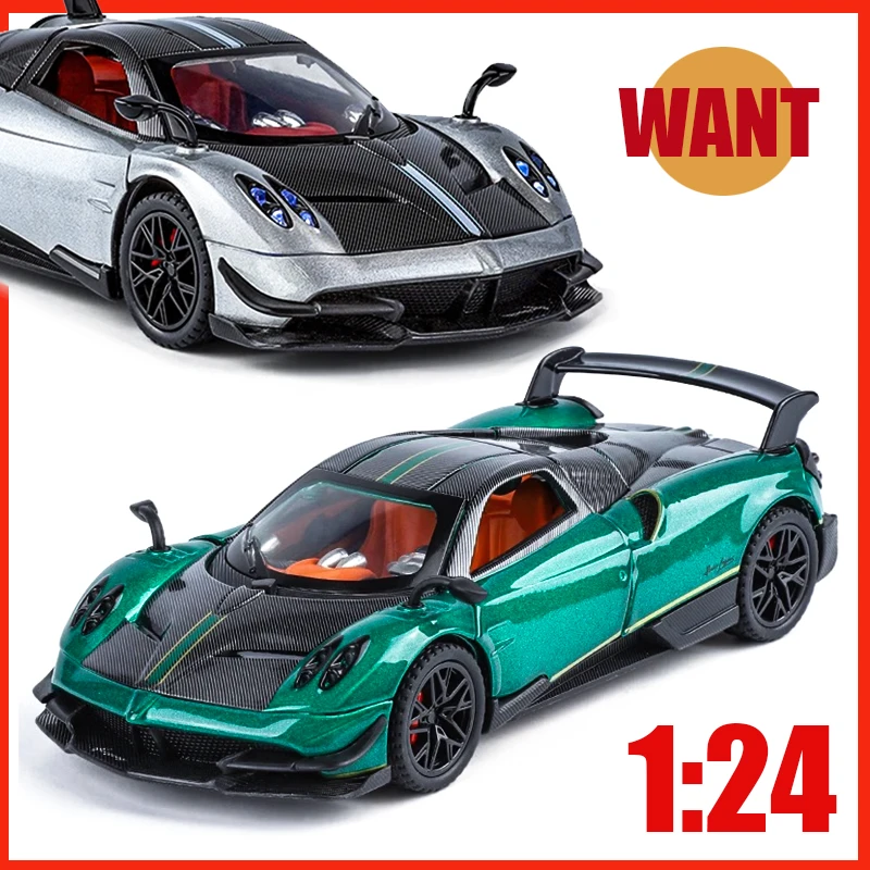 

1:24 Pageni Huayra BC Racing Sports Car High Precision Alloy Model Diecast Metal Simulation Sound Light Hobby Collect Christmas