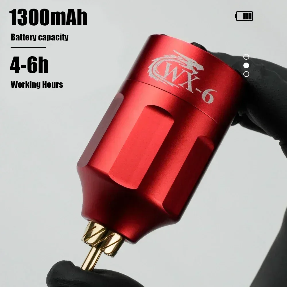 Wireless Tattoo Power Supply WX-6 Portable RCA/DC Jack Fast Charging 1300mAh Tattoo Batterry For Tattoo Pen Machine Accessories