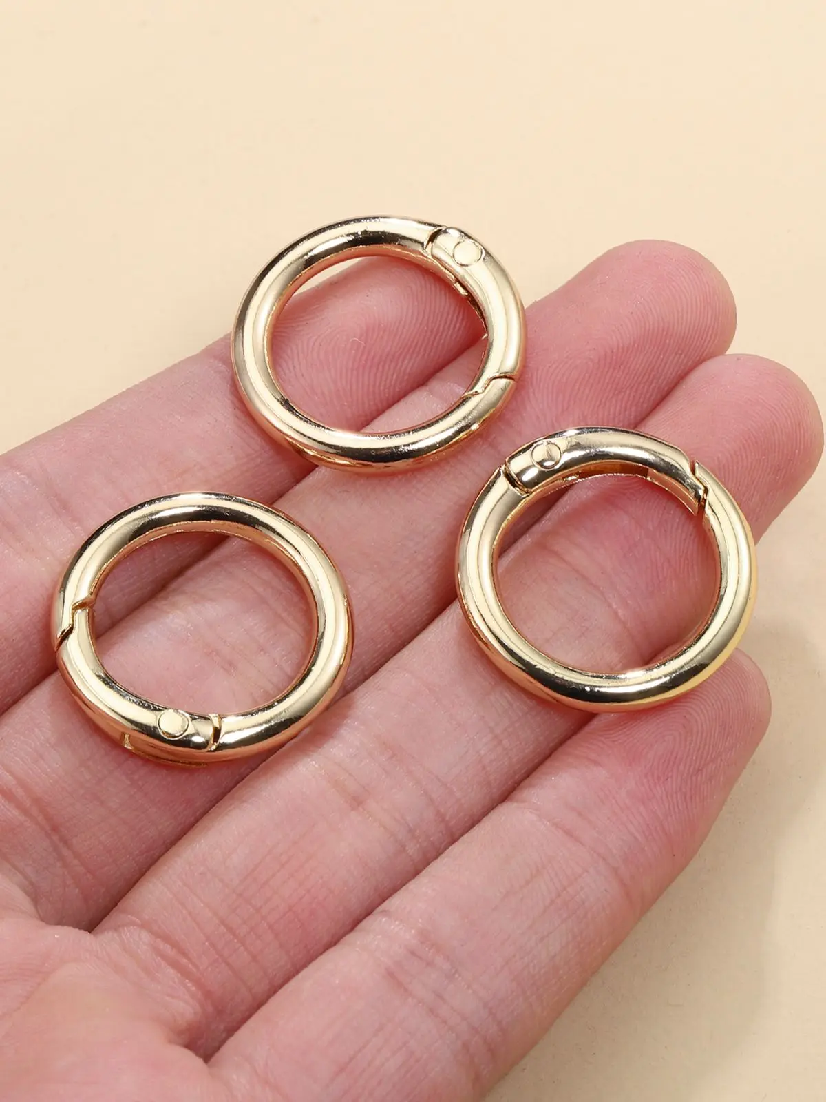 5pcs Spring Clasp Keychain Ring KC Gold Color Openable Round Carabiner Hook Buckle