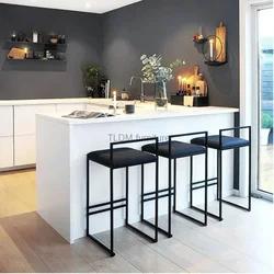 Nordic Wrought Iron Bar Chairs Simple Modern High Bar Stool Home Furniture Personality Bar Chair Designer Chairs for Kitchen