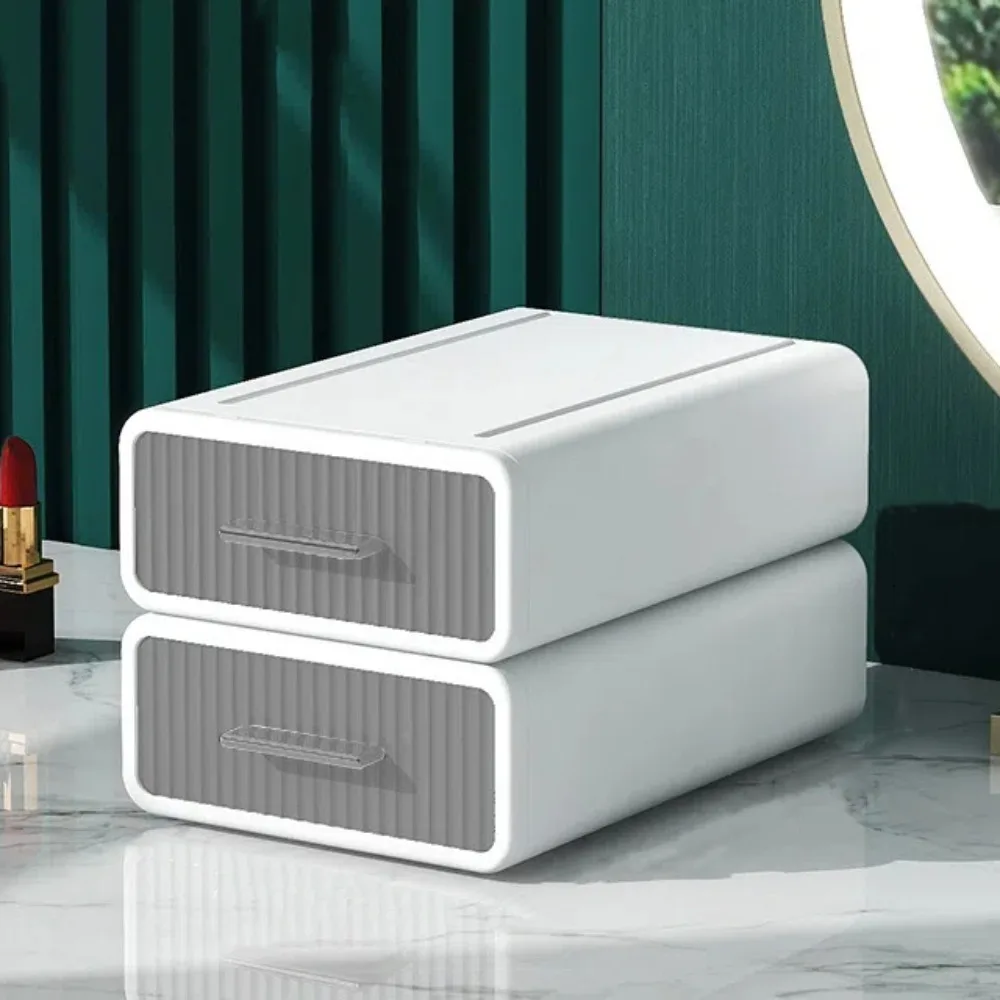 Plastic Desktop Storage Box Stackable Single-Layer Office Storage Cabinet Underwear with Drawer Stationery Table Organizer
