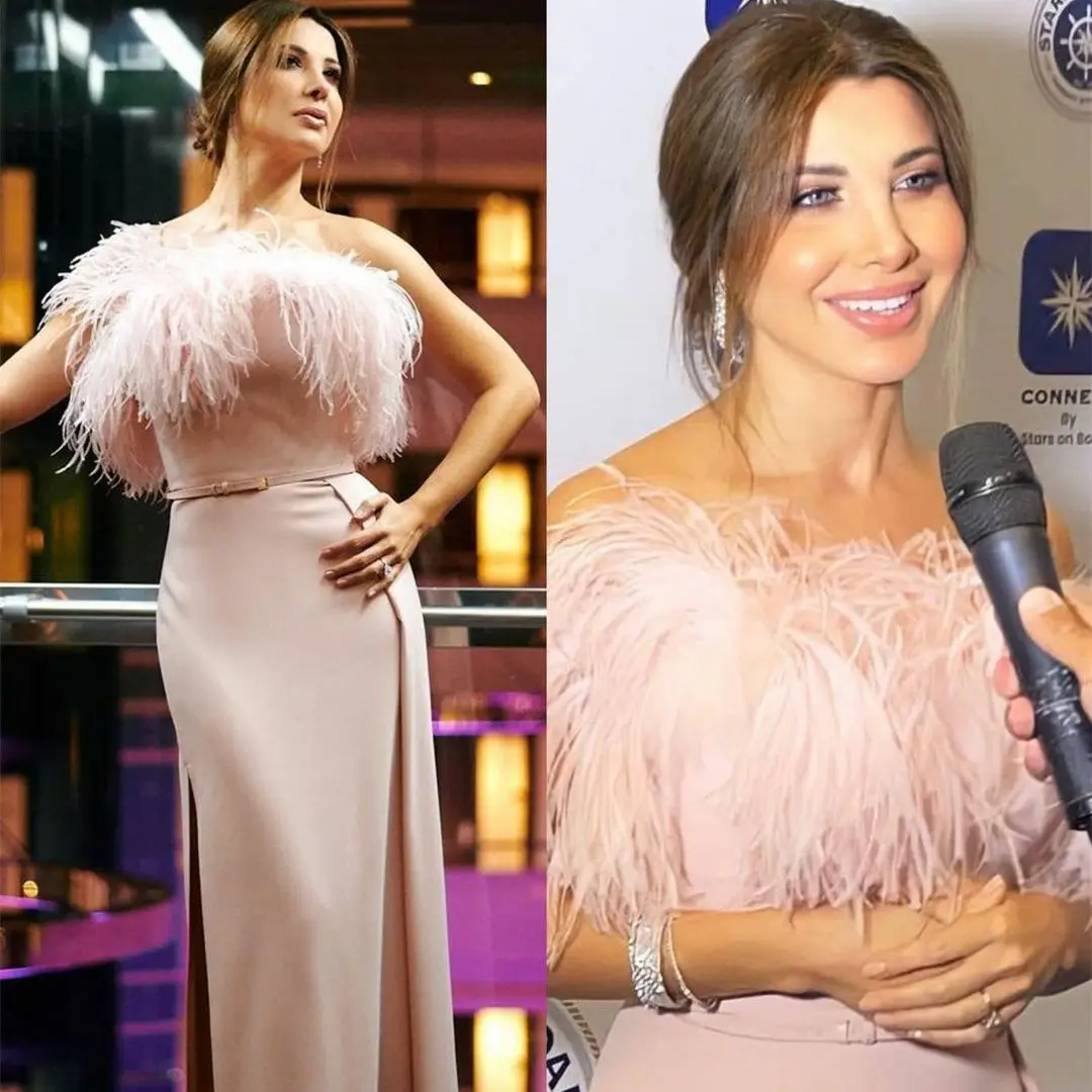 

Strapless Celebrity Dresses Long Mermaid Formal Prom Party Evening Robes De Soirée with Feather for Women فساتين السهرة