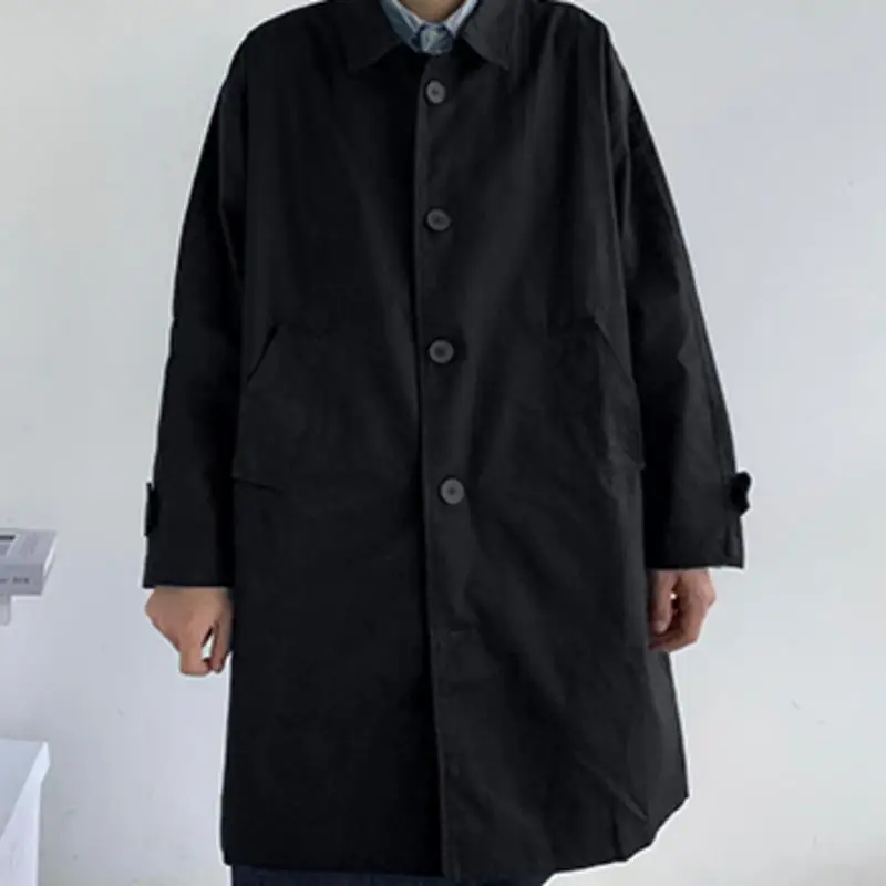 Men\'s Wear 2025 Autumn Fashion New Single Breasted Trench Clothes Male Long Coat Loose Overcoat Trend Handsome Casual Windbreak