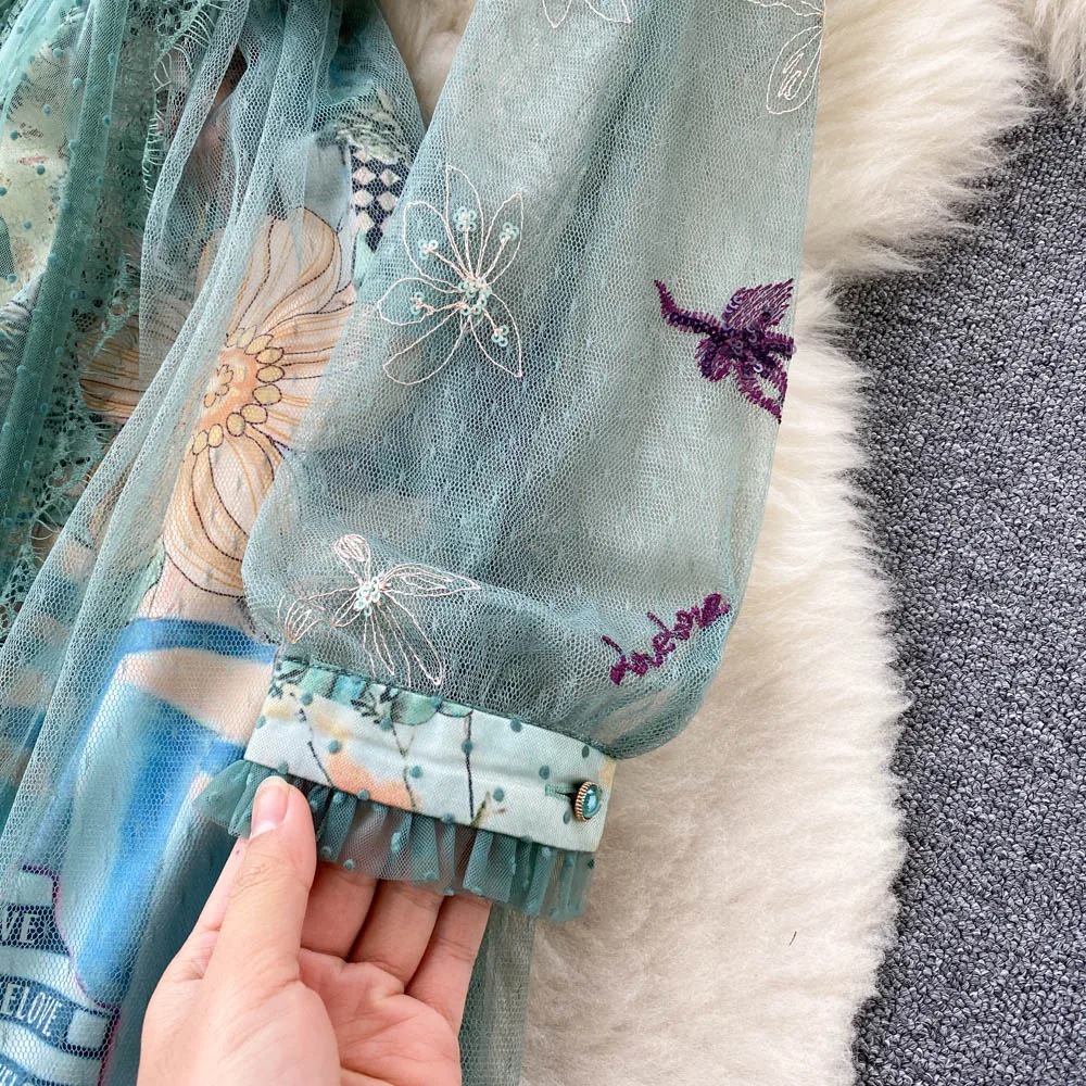 女性用メッシュドレス,エレガント,ジッパー,長袖,ラウンドネック,シック,女性用,スプライスドレス,夏,2022