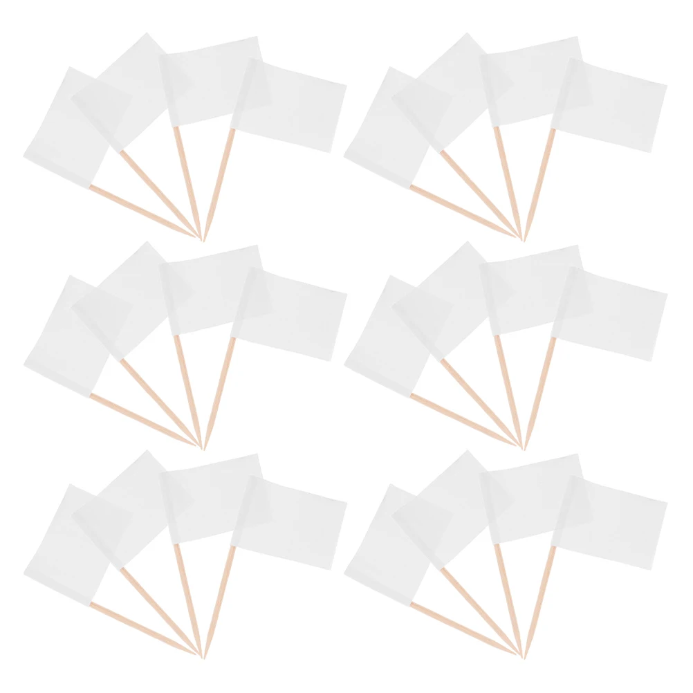 

200Pcs Toothpick Flags Blank White Mini Food Labels Cake Cupcake Toppers Cheese Board Buffet Appetizer Party Decoration