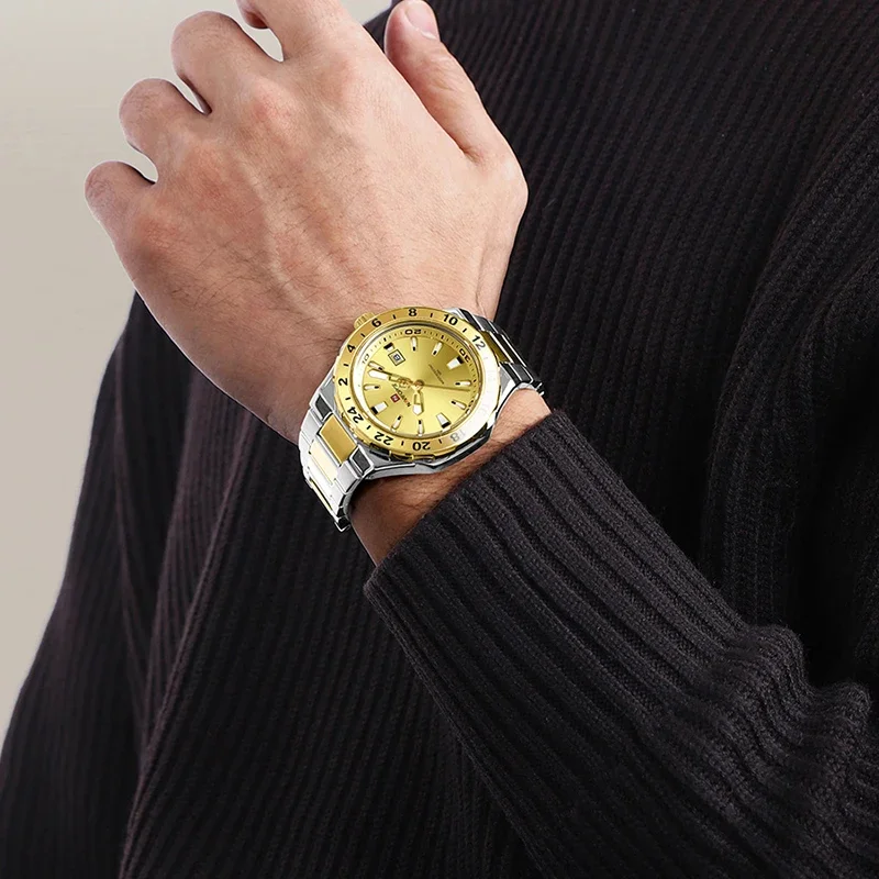 نمط جديد NAVIFORCE 2025 ساعات كوارتز عادية للرجال الفولاذ المقاوم للصدأ 3ATM مقاوم للماء رجل ساعة عالية الجودة موضة ساعة اليد