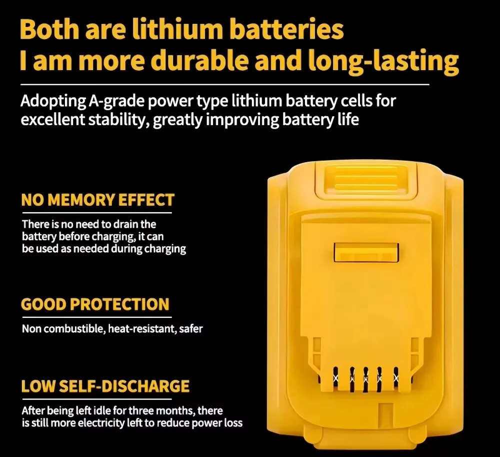 🔋   Pour batterie d'outil Rechargeable d'origine 20V Dewalt DCB200 DCB201 DCB206 6AH 9AH 5AH. Pour batterie d'outil Dewalt 18V 20V 🔥